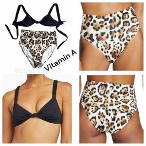 Vitamin A Bikini Set Swimsuit Barcelona Bottoms Zuri Top Leopard Black Size S